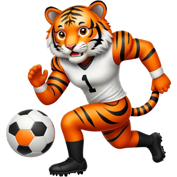 Bengal tiger playing football in Cincinnati emoji