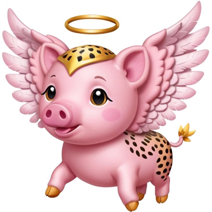 Cheetah print flying pig with angel wings emoji