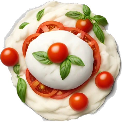 buratta with tomatoes on a plate emoji