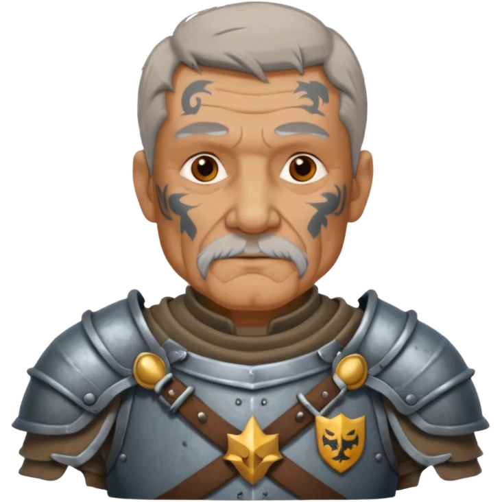 elderly tattooed knight, tattooed shoulder emoji