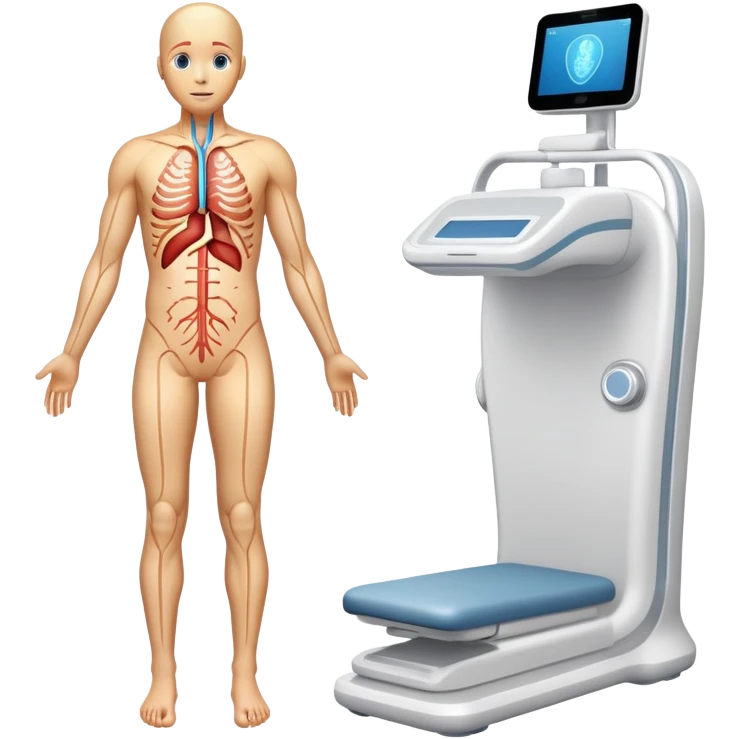 Human body scan with scanning lines, medical examination, full body diagnostic emoji