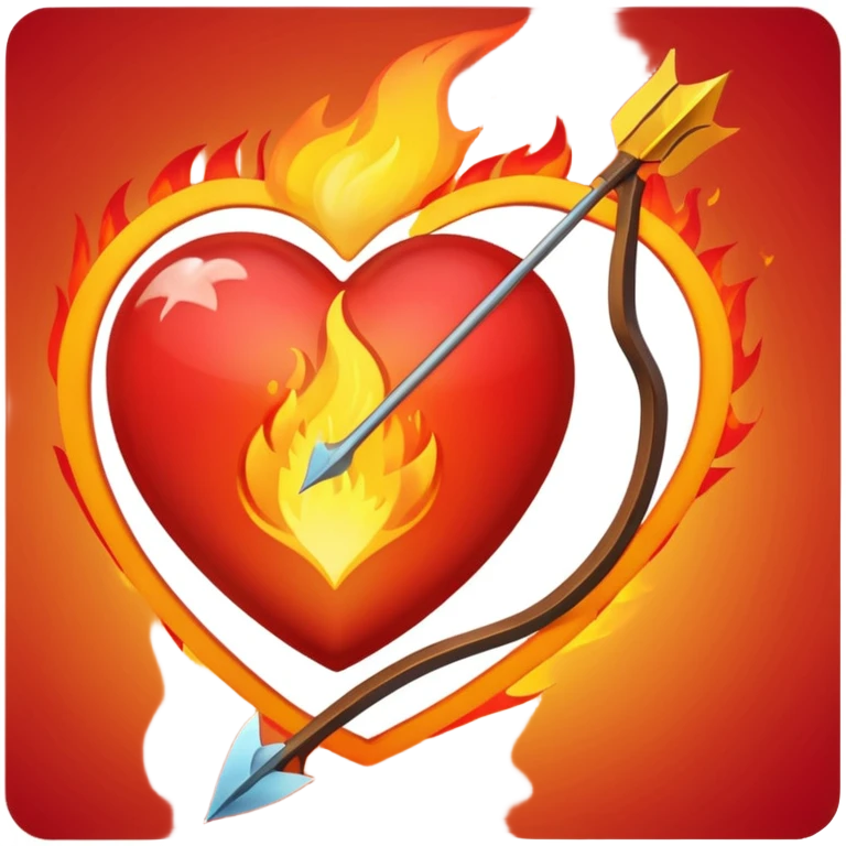 bow and arrow going through fire heart emoji