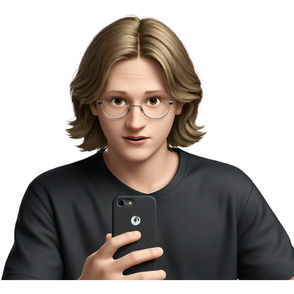 portrait of a boy with phone emoji