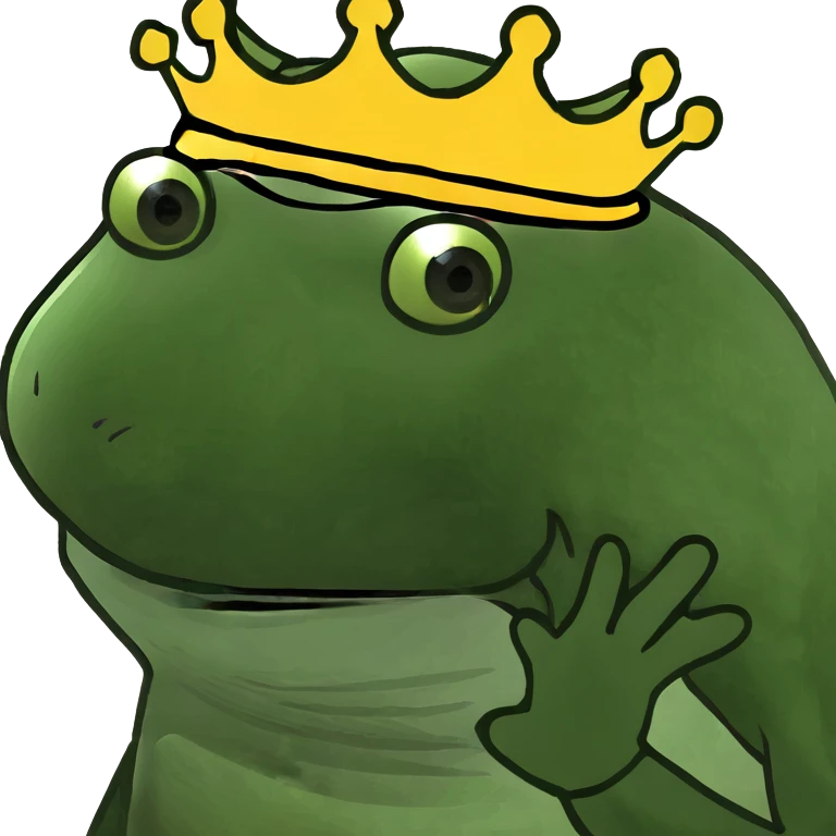 green frog in royal attire as Henry the 8th, funny emoji