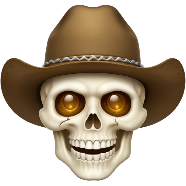 A skull face with cowboy hat mewing emoji