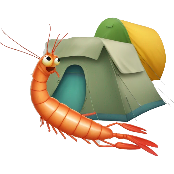 A shrimp going camping  emoji