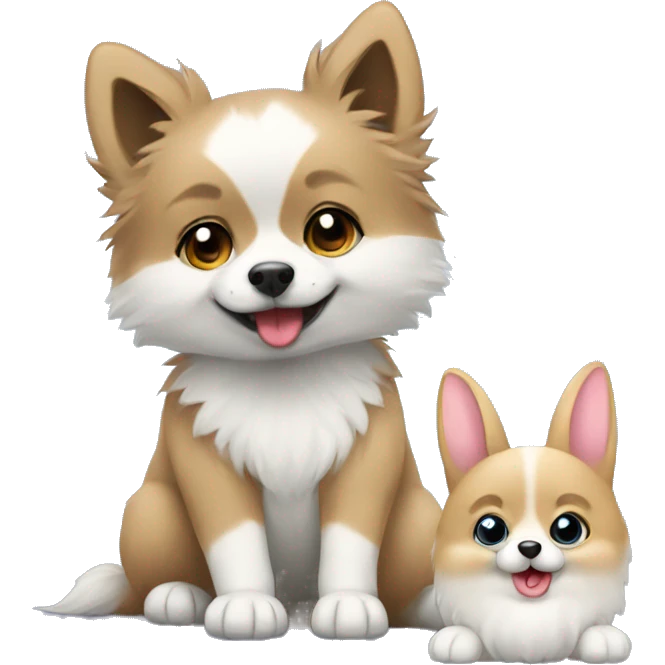 pomsky with bunny  emoji