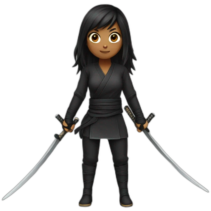 ninja girl black long hair emoji