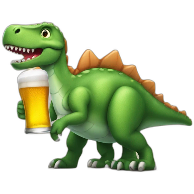 Dino avec une biere emoji