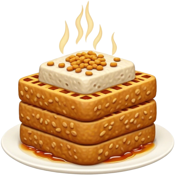 Cinematic Realistic Tempeh Dish Emoji, showcasing fermented soy cake cooked to a crispy finish rendered with lifelike textures and warm, inviting lighting. emoji