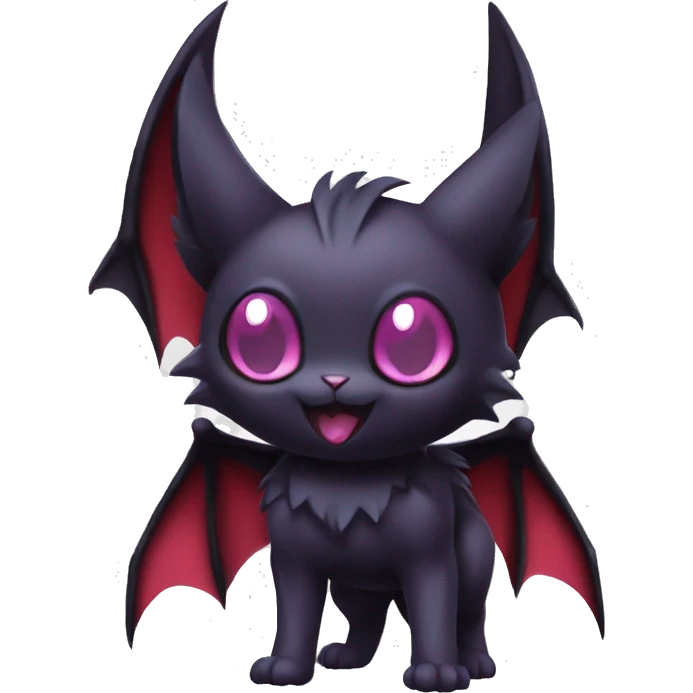 Cool Cute Edgy Dark Black Red Purple Batty Chibi Noibat-Cat-Pokémon-Fakémon-hybrid emoji