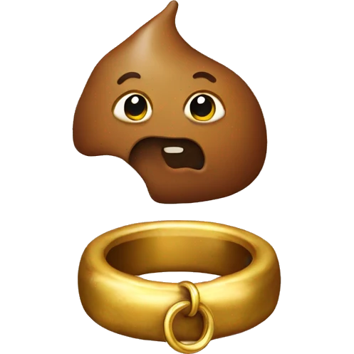 Poop emoji with a gold ring above it emoji