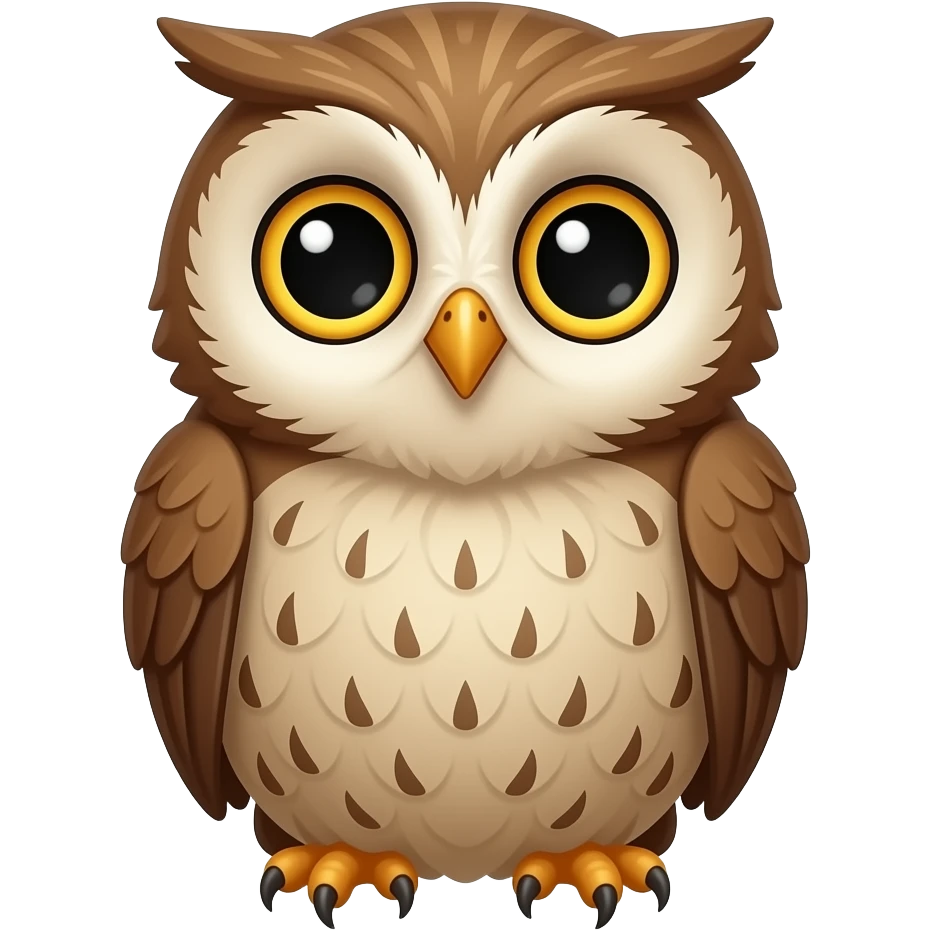 a cute, detailed brown owl emoji