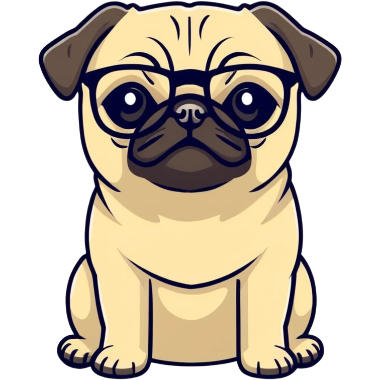 Pug wearing glasses emoji