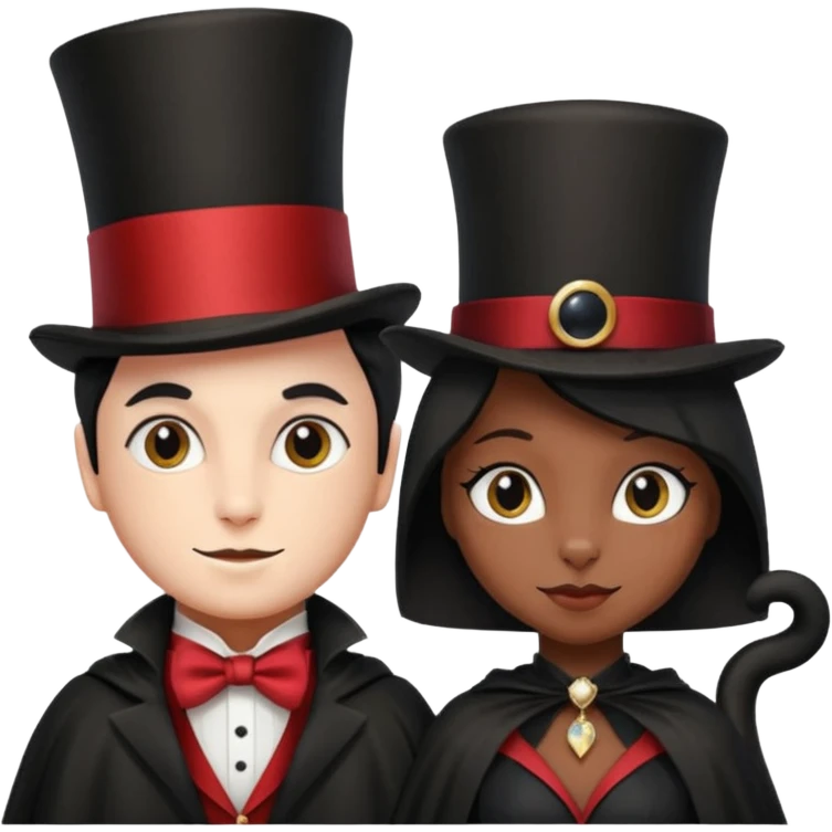 magician couple and their pet cat emoji