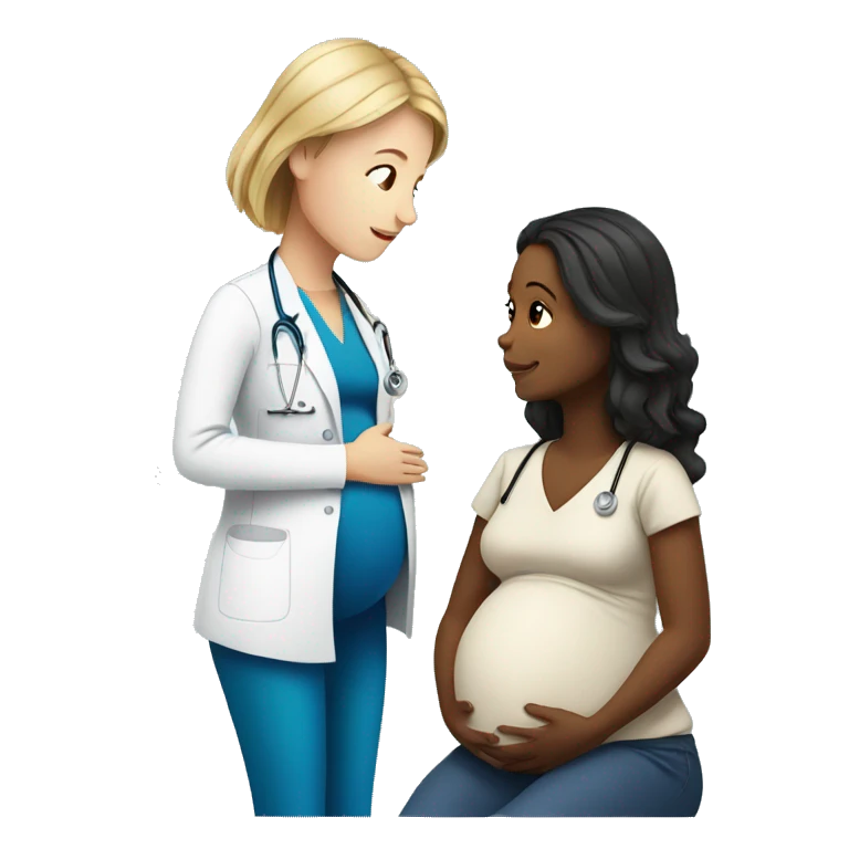 pregnant girl talking to a doctor emoji