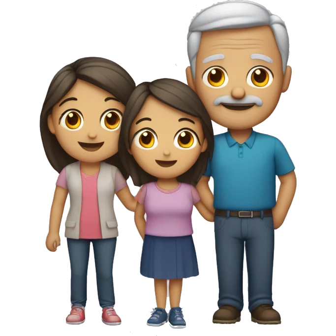 Familia de 4 personas padre y tres chicas cada una de diferente edad emoji