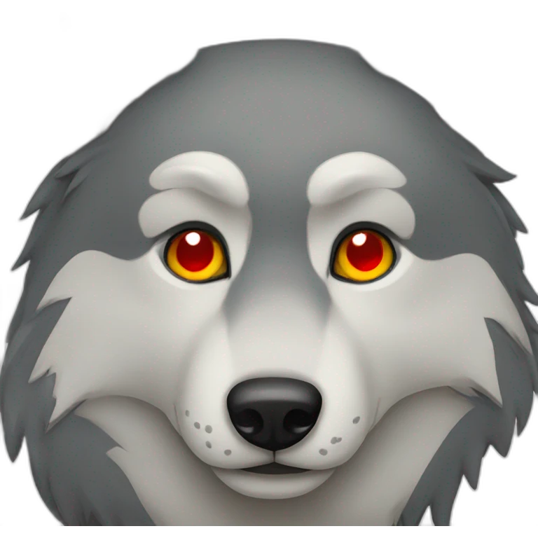 Grey wolf red eyes  emoji