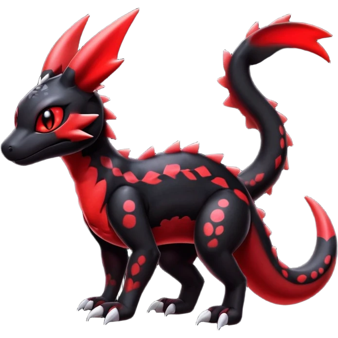 Cute Shiny Guilmon-Salandit-Umbreon-Fakémon-hybrid-creature (full body)  emoji