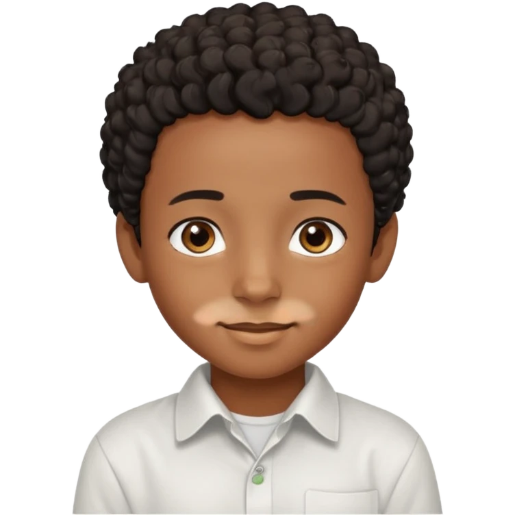 Ethiopian young boy, gentle smile, short curly hair emoji