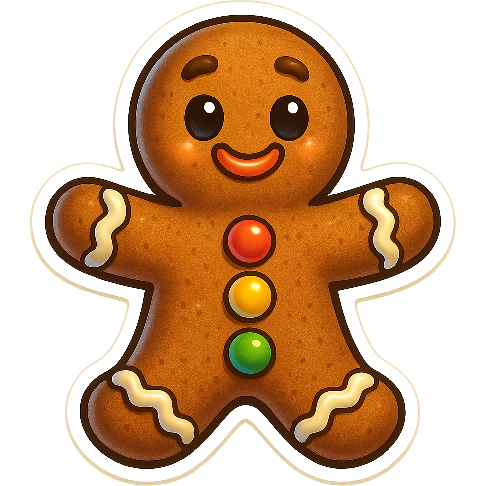 cute gingerbread man with candy buttons emoji