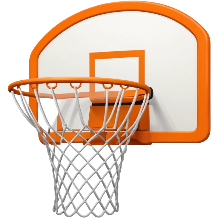 basketball hoop object icon, backboard and rim, net details, 3D cartoon, mobile game icon style, centered, clean background, no text, no watermark
 emoji