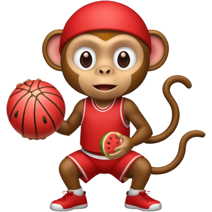 Monkey basketball player eating watermelon emoji