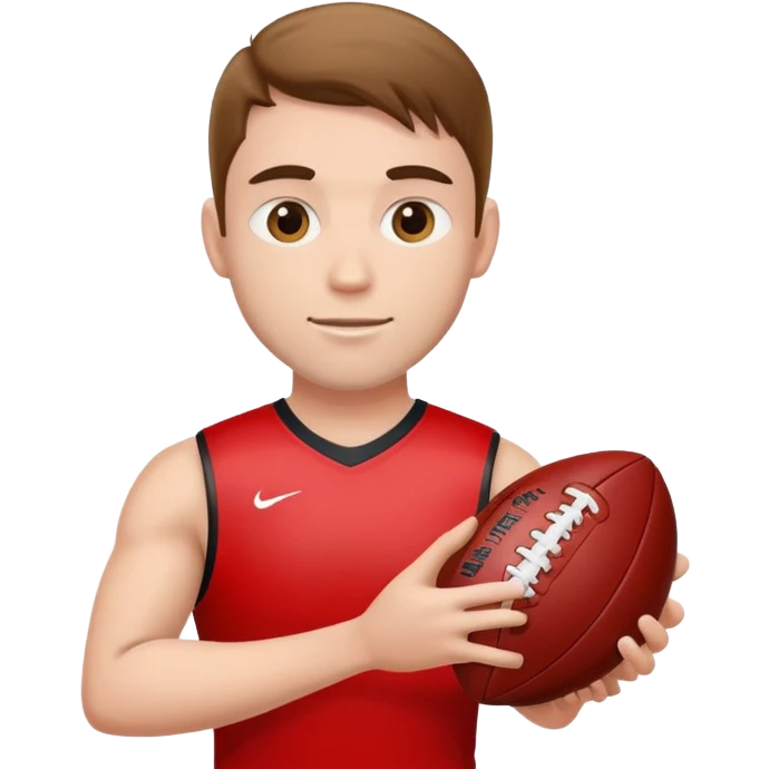 AFL player holding a red football emoji