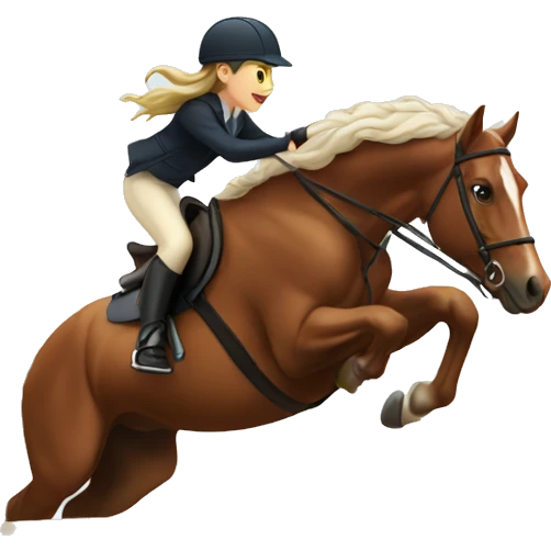 Girl and bay horse jumping emoji