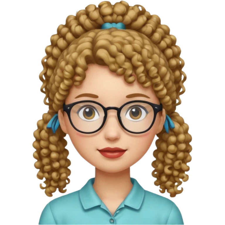 hija con gafas y cabello rizos con una coleta alta emoji