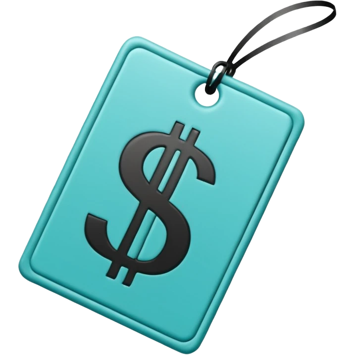 price tag emoji with $1, turquoise color emoji