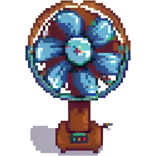 electric fan, pixel art style, retro, simple colors emoji