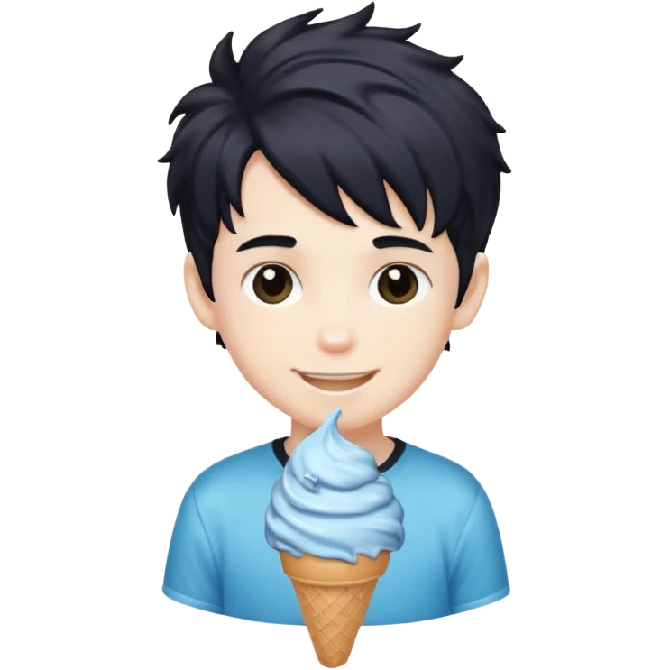 boy with black ice cream hair emoji