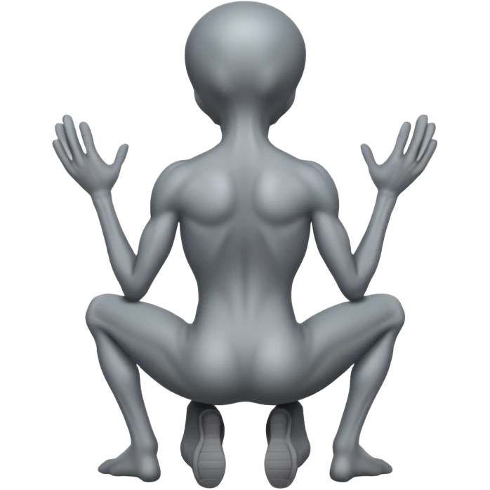 fullbody gray alien kneeling BACKVIEW emoji