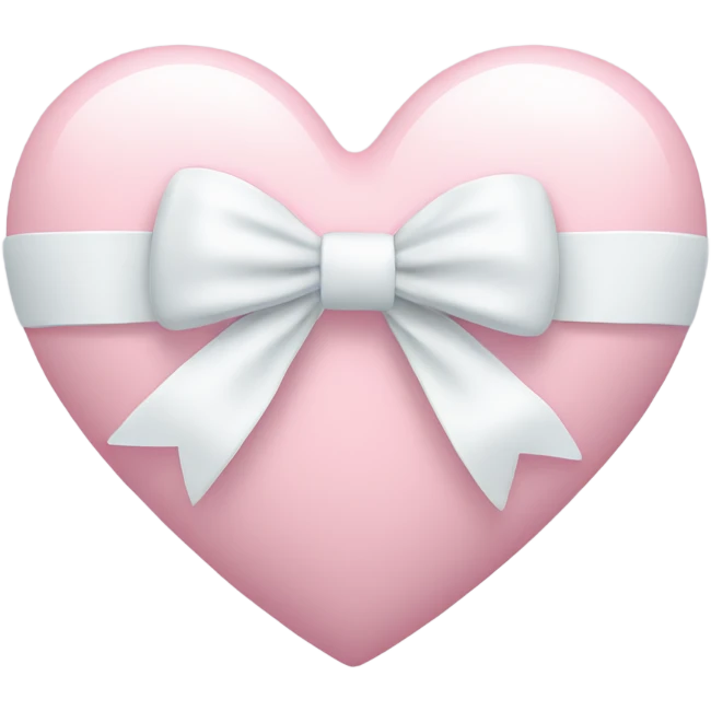 Pastel pink heart with white bow emoji