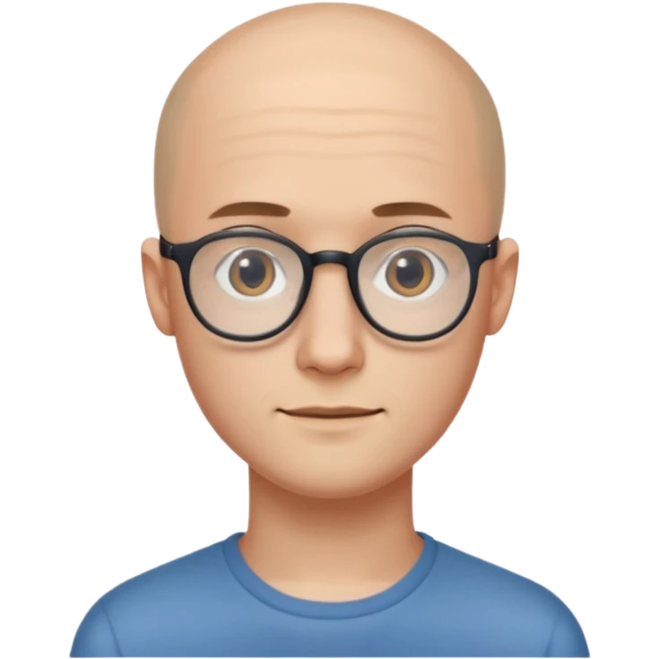 он лысый должен быть очень молодой парень лет 18 , очень тонкие очки, а так же борода нужно прямо еще моложе

 emoji