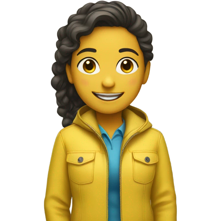 smiling girl in yellow jacket emoji
