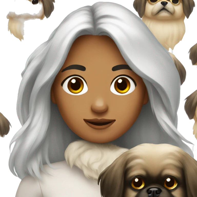 Women with Pekingese emoji