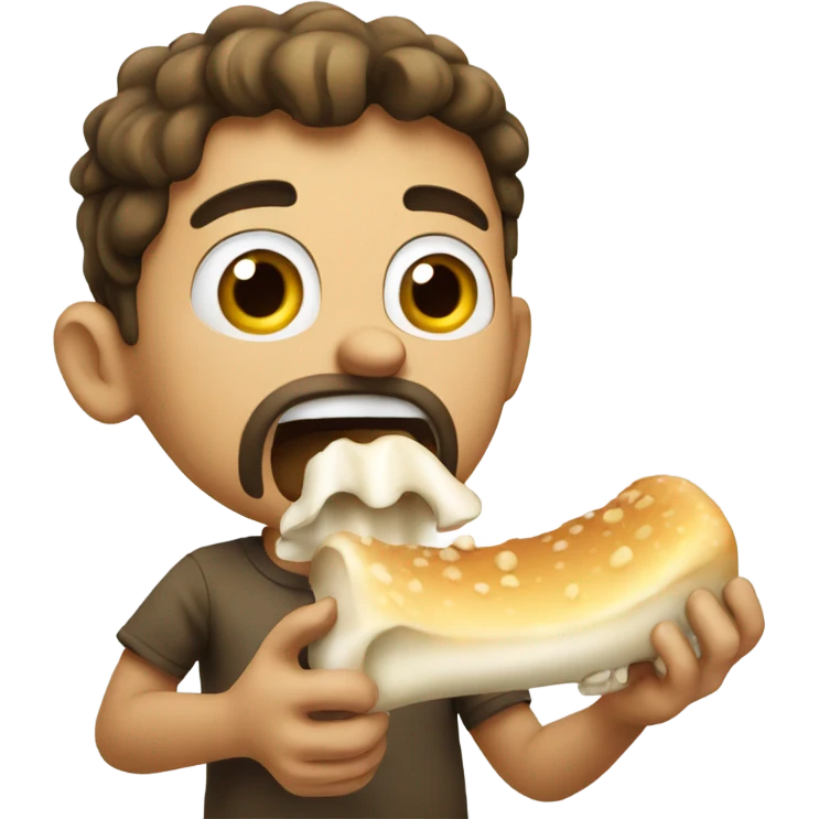 A very surprised man eating a bone emoji