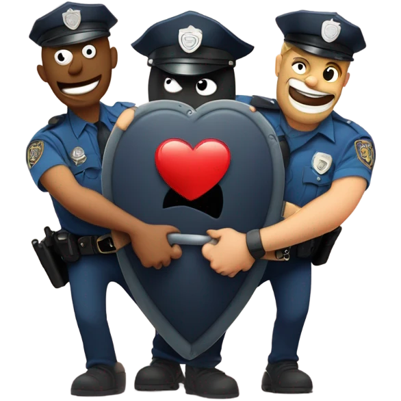 Criminal Cartoon Heart getting hand cuffed by police emoji