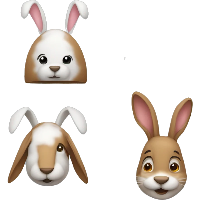una cabeza de conejo con un gorro emoji