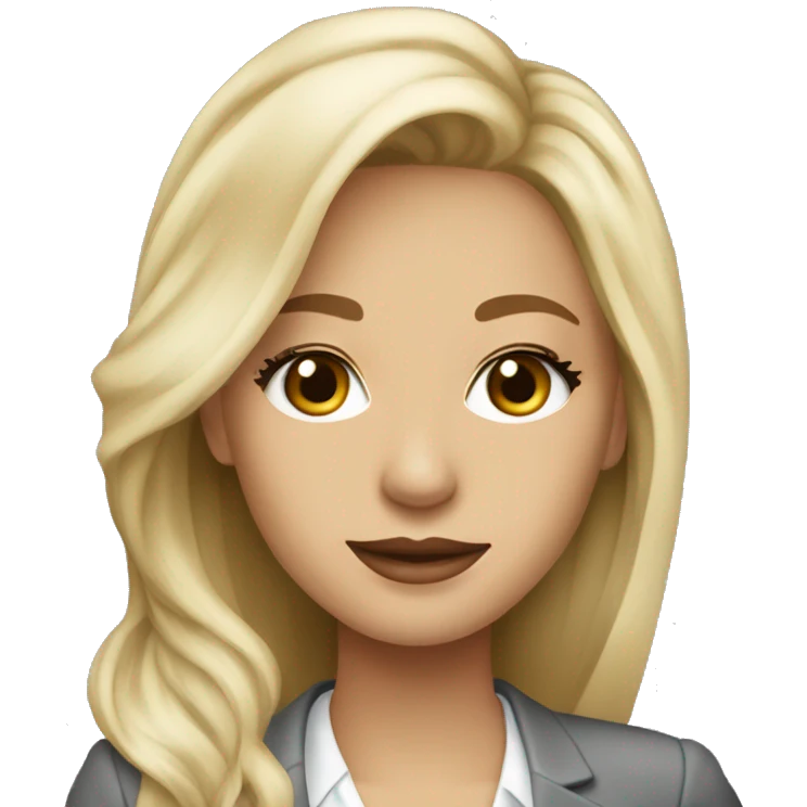 Blonde long hair Tiffany diamond seller in a grey suit emoji