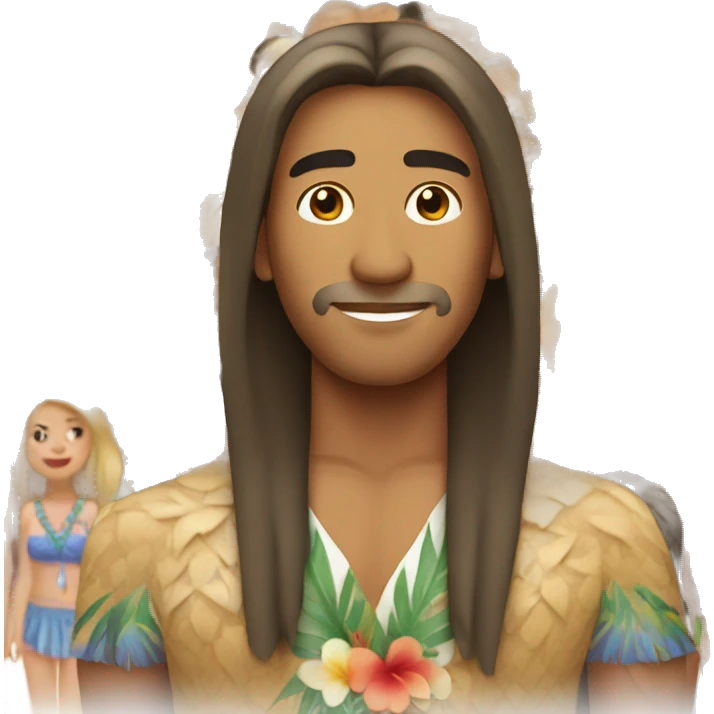hawaiian man with long straight hair emoji