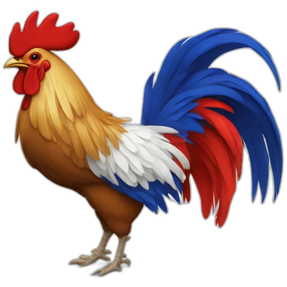Rooster with French flag emoji