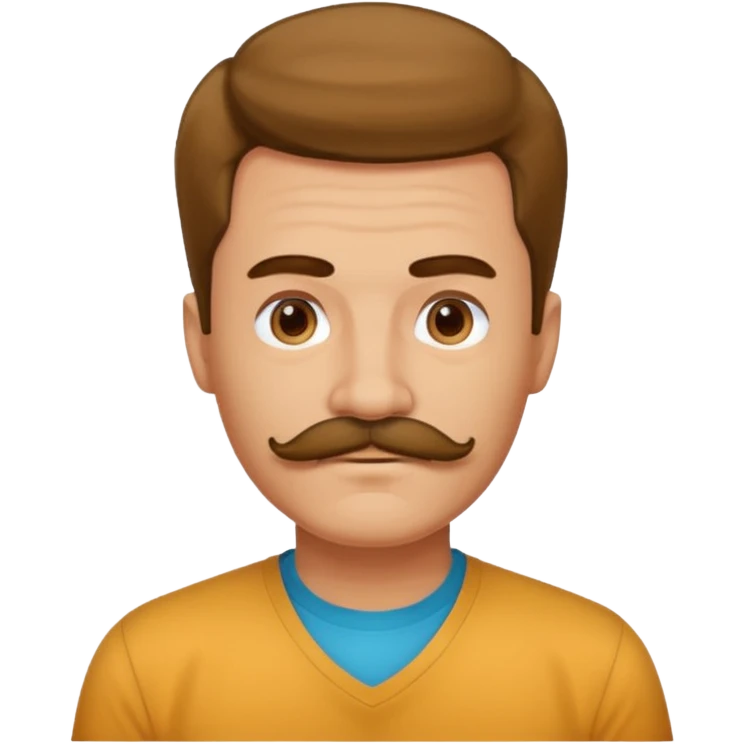 mustached man with hair till the neck and colored shirt emoji