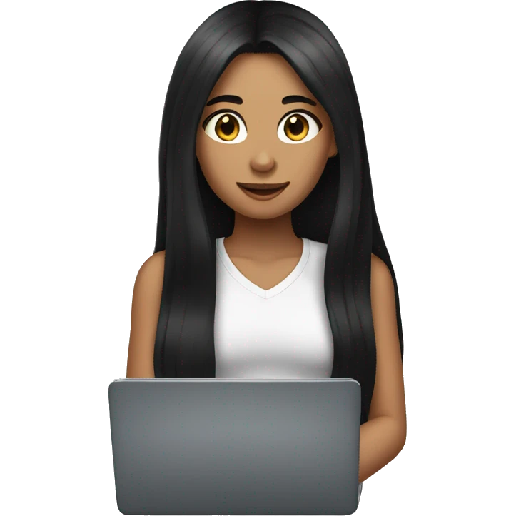 girl with long black hair with laptop emoji