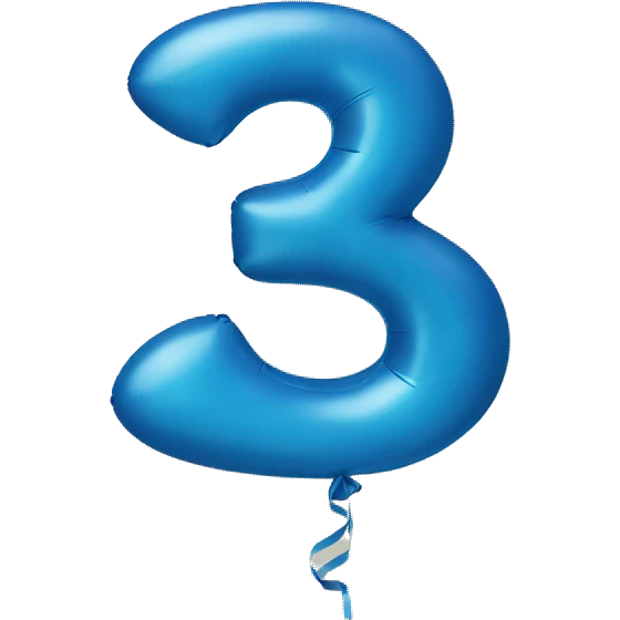 blue balloon shaped number 3 emoji