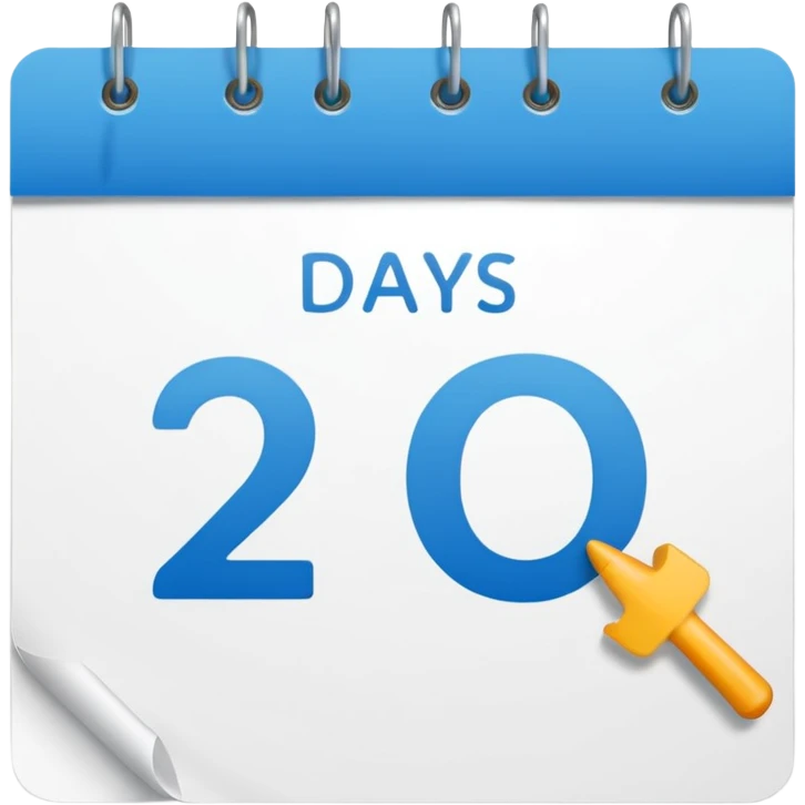 calendar page with the words '2 days' emoji