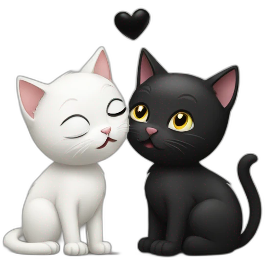 a black cat kissing a white cat emoji