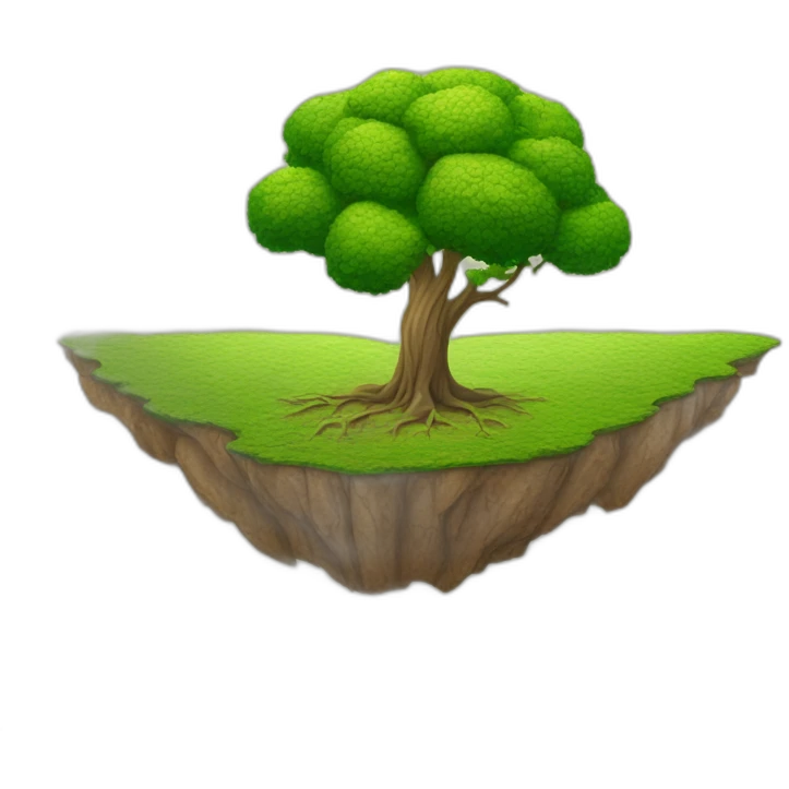 a tree, split down the middle with green and luscious land on the left and arid and dead on the right emoji